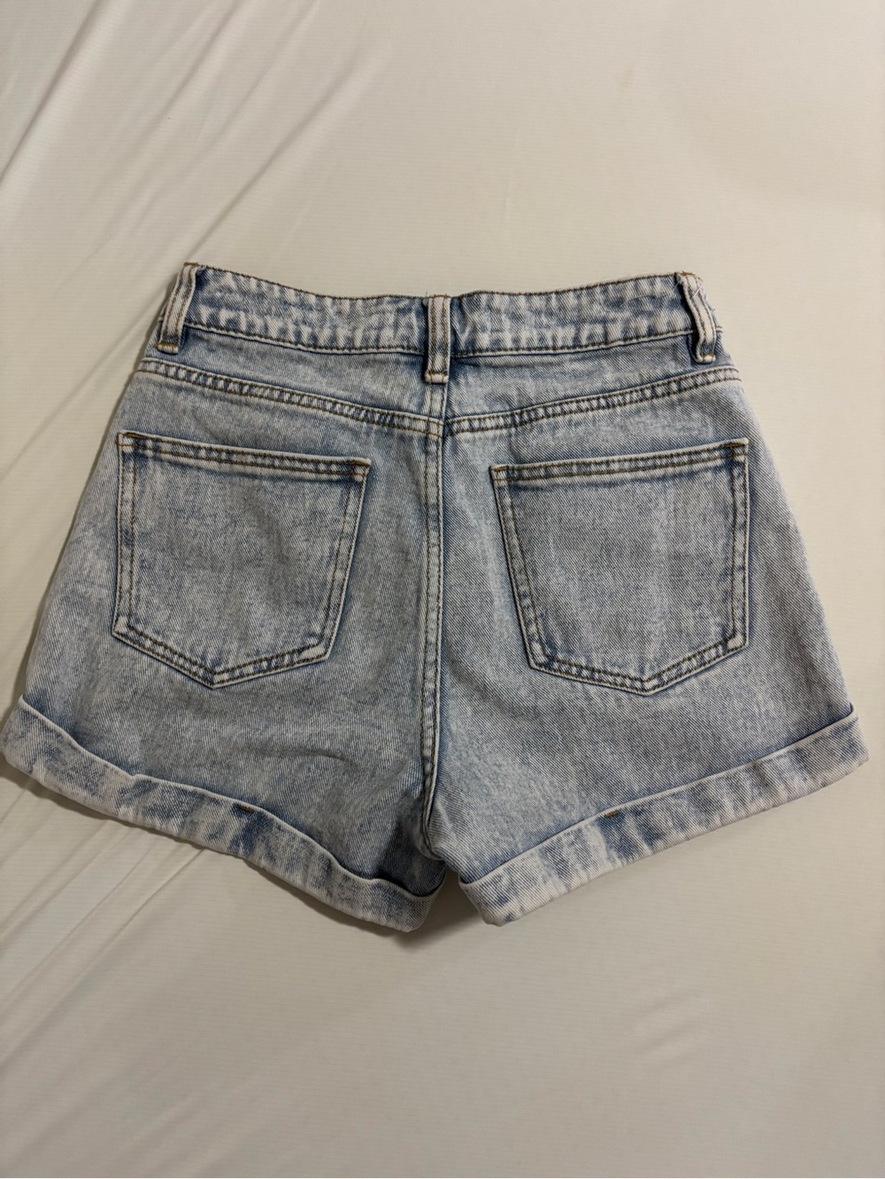 PacSun Light Blue High-Rise Rolled Hem Denim Shorts